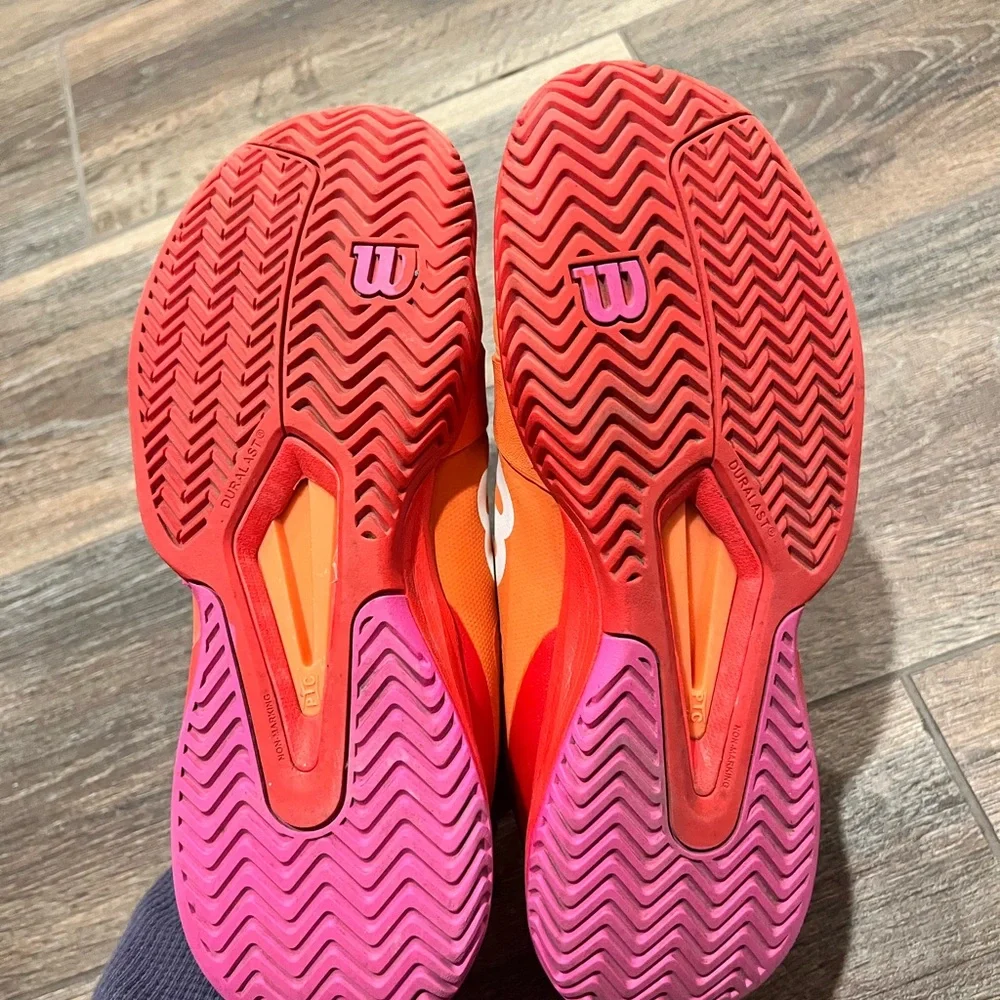 Wilson Women's Vibrant Orange and Pink Athletic Shoes - Picture 4 of 5